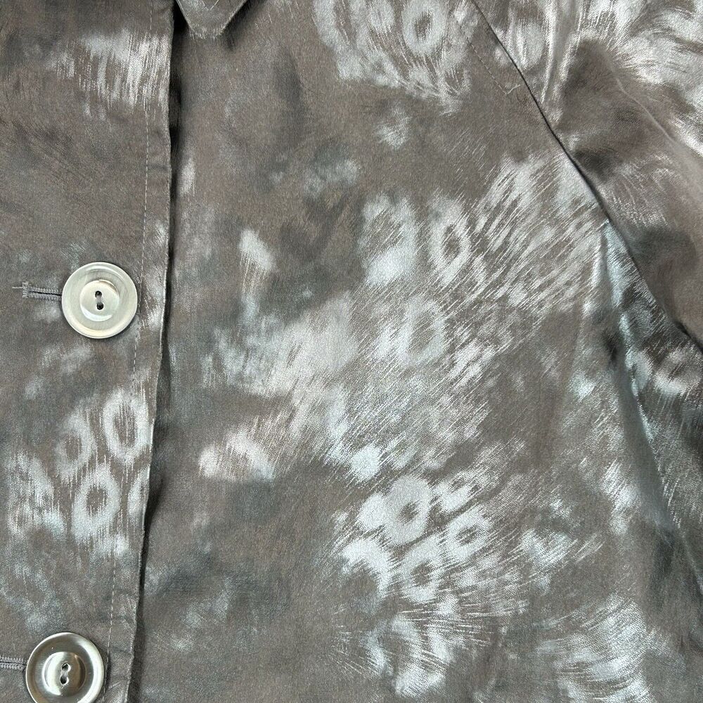 Via Spiga Coat Womens Sz L Silver Cheetah Leopard Animal Print Raincoat Trench - Picture 10 of 16